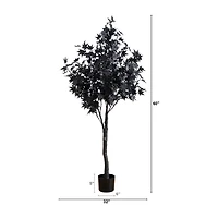 Nearly Natural 5ft Pre-Lit Black Maple Artificial Tree