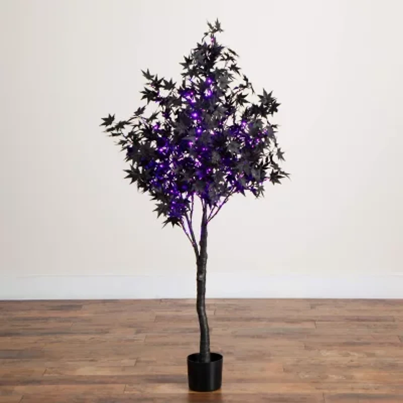 Nearly Natural 5ft Pre-Lit Black Maple Artificial Tree