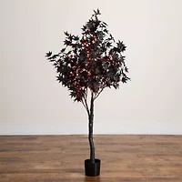 Nearly Natural 5ft Pre-Lit Black Maple Artificial Tree