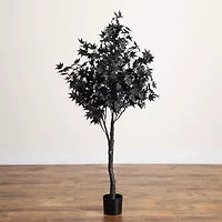 Nearly Natural 5ft Pre-Lit Black Maple Artificial Tree