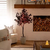 Nearly Natural 5ft Pre-Lit Black Maple Artificial Tree