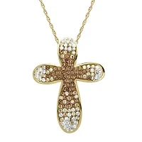 14K Gold Over Silver Fade Crystal Cross Pendant Necklace