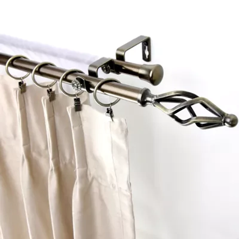 Rod Desyne Double 13/16" Adjustable Curtain with Marquise Finials