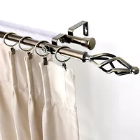 Rod Desyne Double 13/16" Adjustable Curtain with Marquise Finials
