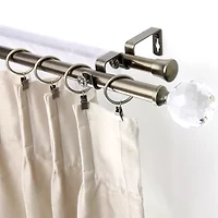 Rod Desyne Double 13/16" Adjustable Curtain with Faceted Finials