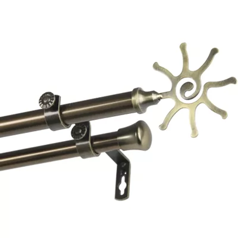 Rod Desyne Double 13/16" Adjustable Curtain with Sun Finials