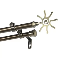 Rod Desyne Double 13/16" Adjustable Curtain with Sun Finials