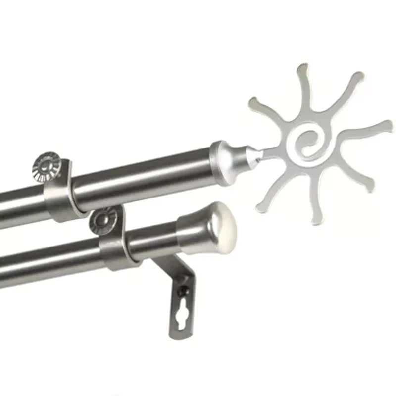 Rod Desyne Double 13/16" Adjustable Curtain with Sun Finials