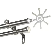 Rod Desyne Double 13/16" Adjustable Curtain with Sun Finials