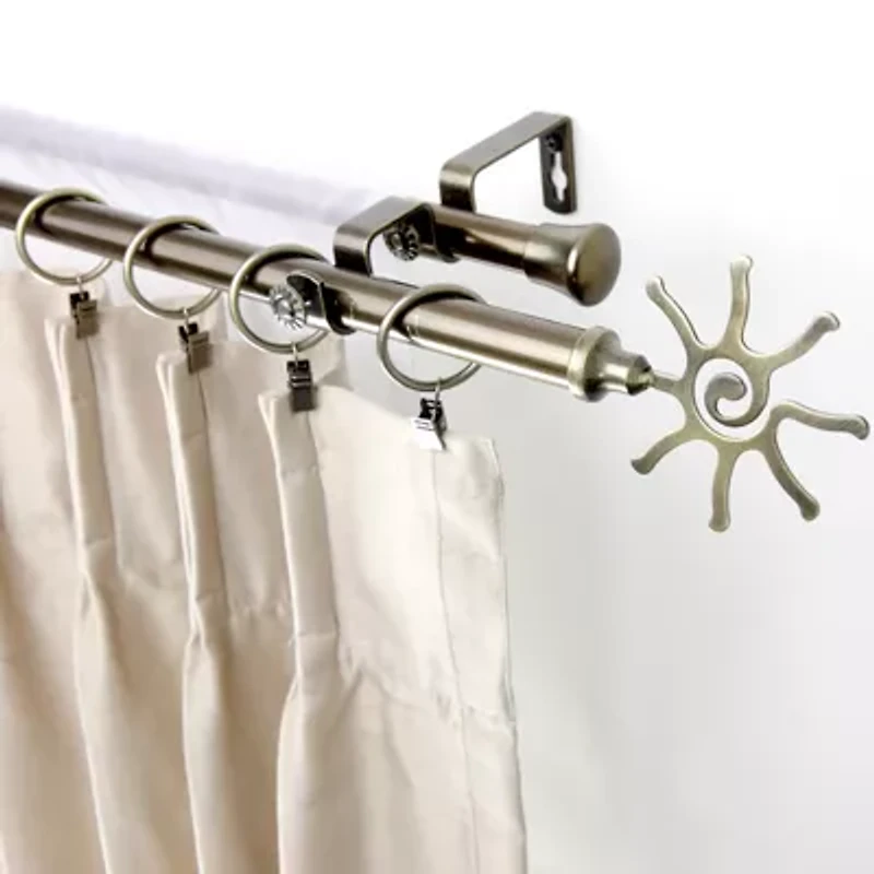 Rod Desyne Double 13/16" Adjustable Curtain with Sun Finials
