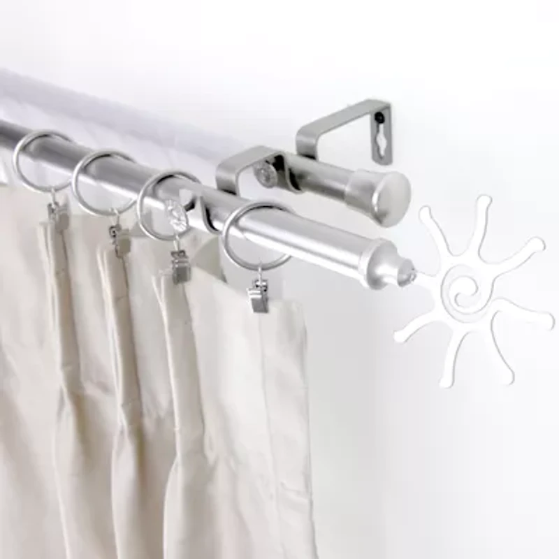 Rod Desyne Double 13/16" Adjustable Curtain with Sun Finials