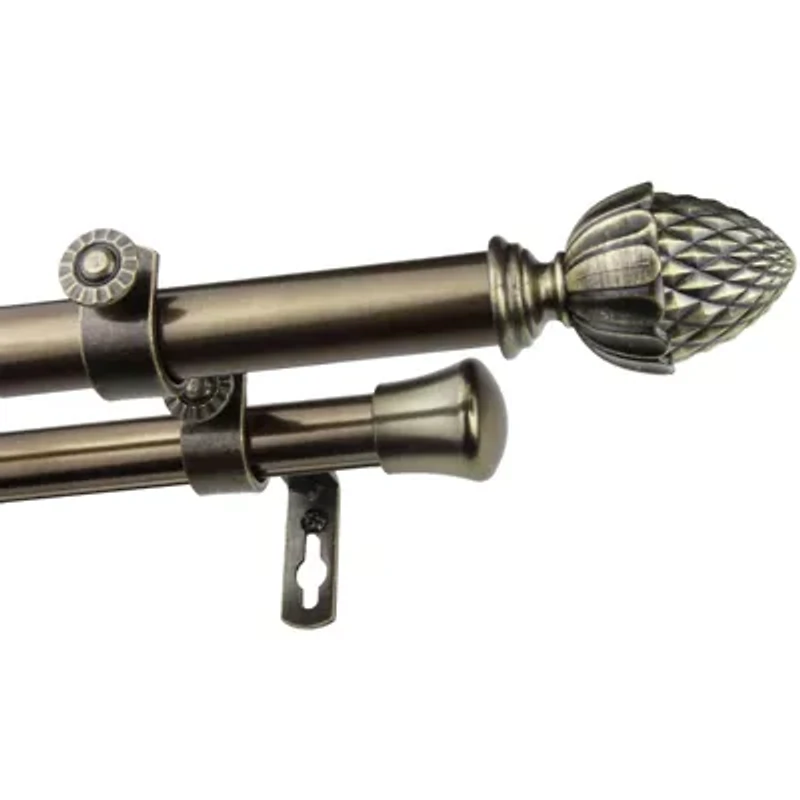 Rod Desyne Double 13/16" Adjustable Curtain with Acorn Finials