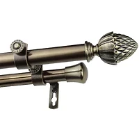Rod Desyne Double 13/16" Adjustable Curtain with Acorn Finials