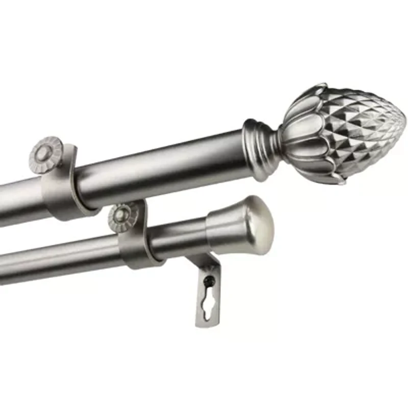 Rod Desyne Double 13/16" Adjustable Curtain with Acorn Finials