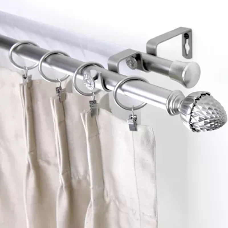 Rod Desyne Double 13/16" Adjustable Curtain with Acorn Finials