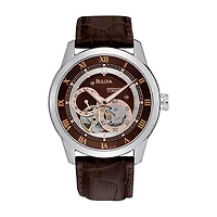 Bulova Classic Mens Automatic Brown Leather Strap Watch 96a120