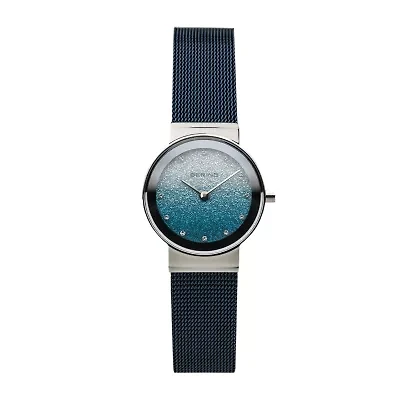 Bering Womens Blue Stainless Steel Bracelet Watch 10126-3073