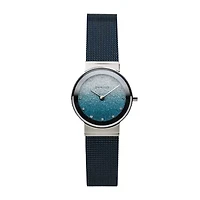Bering Womens Blue Stainless Steel Bracelet Watch 10126-3073