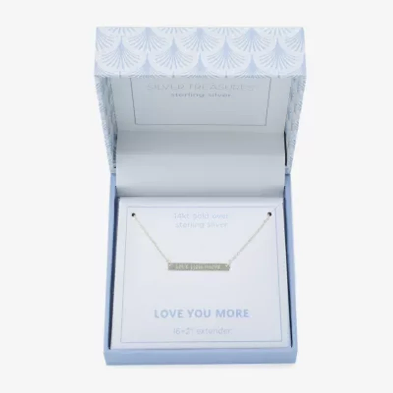 Silver Treasures Womens 14K Gold Over Silver Bar 16 Inch Pendant Necklace