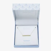 Silver Treasures Blessed Womens 14K Gold Over Silver Bar 16 Inch Pendant Necklace