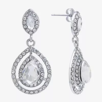 Sparkle Allure Womens Crystal Pure Silver Over Brass Drop Earrings