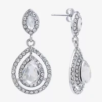 Sparkle Allure Womens Crystal Pure Silver Over Brass Drop Earrings