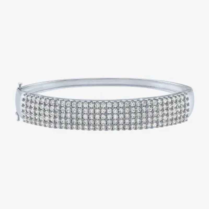 (G-H / Si2-I1) 4 CT. T.W. Lab Grown Diamond 10K White Gold Bangle Bracelet