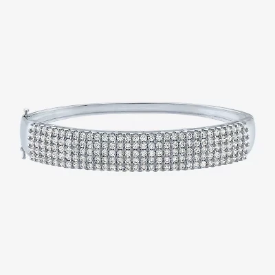 (G-H / Si2-I1) 4 CT. T.W. Lab Grown Diamond 10K White Gold Bangle Bracelet
