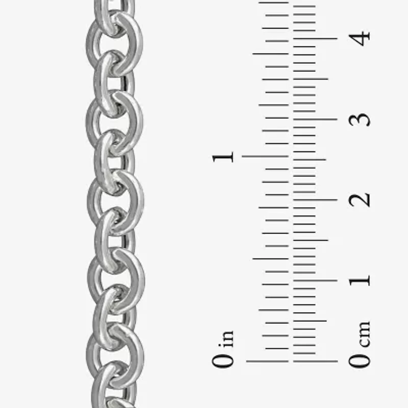 Made in Italy Womens Sterling Silver 7.5 Inch Hollow Cable Chain Bracelet