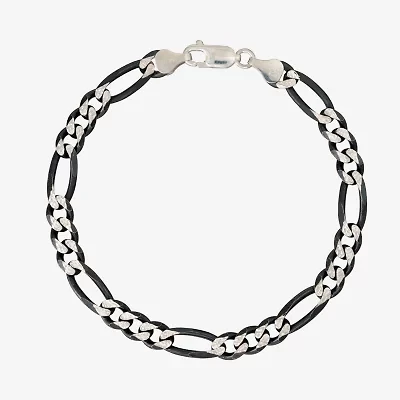 Made in Italy Mens Sterling Silver 8 1/2 Inch Hollow Figaro Chain Bracelet