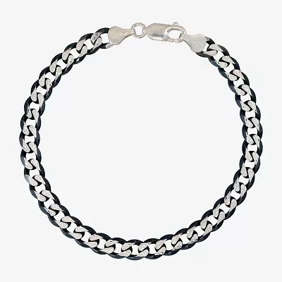 Made in Italy Mens Sterling Silver 8 1/2 Inch Hollow Curb Chain Bracelet