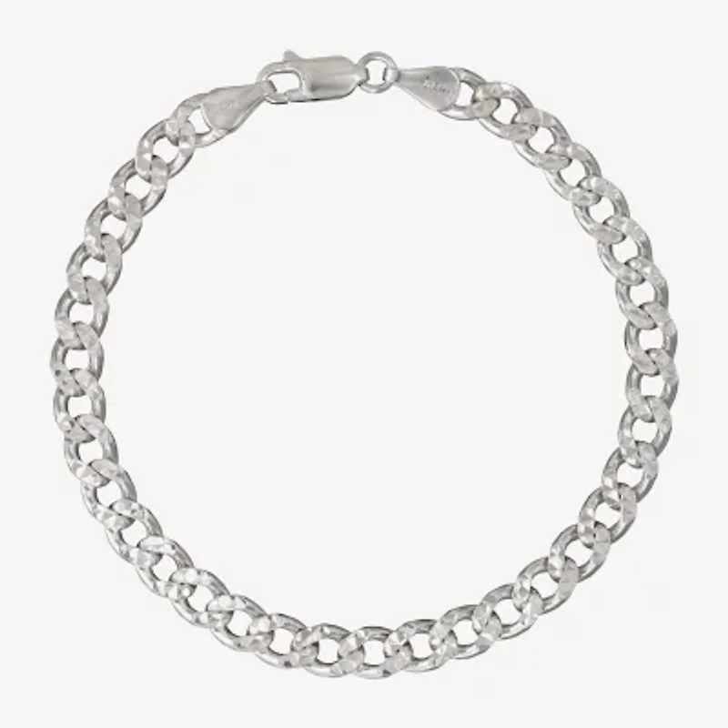 Made in Italy Mens Sterling Silver 8 1/2 Inch Hollow Link Chain Bracelet