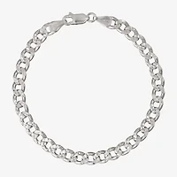 Made in Italy Mens Sterling Silver 8 1/2 Inch Hollow Link Chain Bracelet