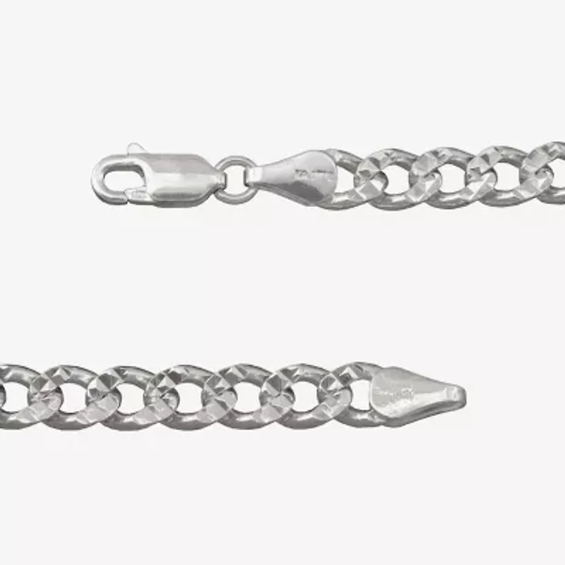 Made in Italy Mens Sterling Silver 8 1/2 Inch Hollow Link Chain Bracelet