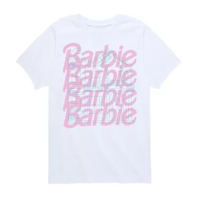 Little & Big Kid Girls Round Neck Short Sleeve Regular Fit Barbie Graphic T-Shirt