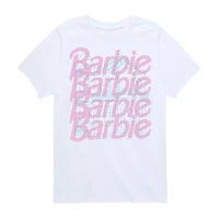 Little & Big Kid Girls Round Neck Short Sleeve Regular Fit Barbie Graphic T-Shirt