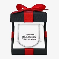 Yes, Please! Womens White Sapphire Sterling Silver 14 Inch Tennis Necklace
