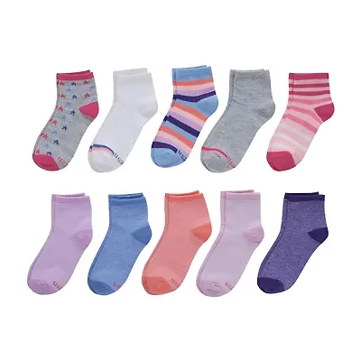 Hanes Big Kid Girls Multi-Pack 10 Pair Low Cut Socks