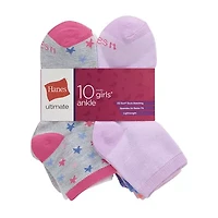 Hanes Big Kid Girls Multi-Pack 10 Pair Low Cut Socks