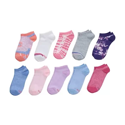 Hanes Big Kid Girls Multi-Pack 10 Pair Low Cut Socks