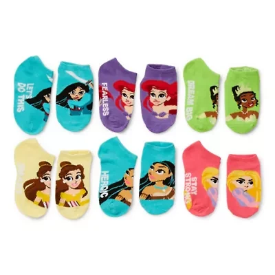 Big Kid Girls Multi-Pack 6 Pair Princess Low Cut Socks