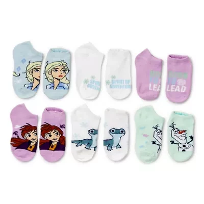 Big Kid Girls Multi-Pack 6 Pair Frozen Low Cut Socks