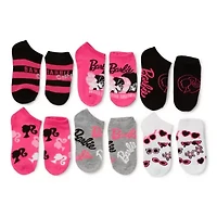 Big Kid Girls Multi-Pack 6 Pair Barbie Low Cut Socks