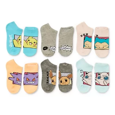 Big Kid Girls Multi-Pack 6 Pair Pokeman Low Cut Socks