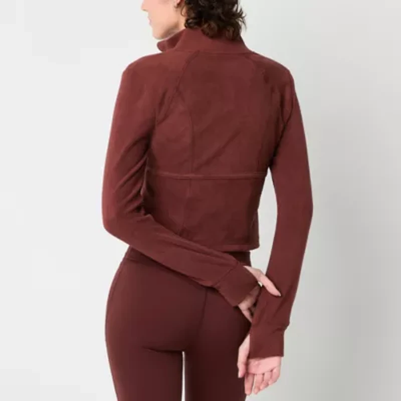 Arizona Womens Mock Neck Long Sleeve Active Juniors Quarter-Zip Pullover