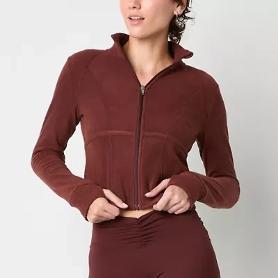 Arizona Womens Mock Neck Long Sleeve Active Juniors Quarter-Zip Pullover
