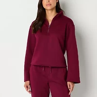 Xersion Womens Classic Fleece Mock Neck Long Sleeve Pullover Sweater