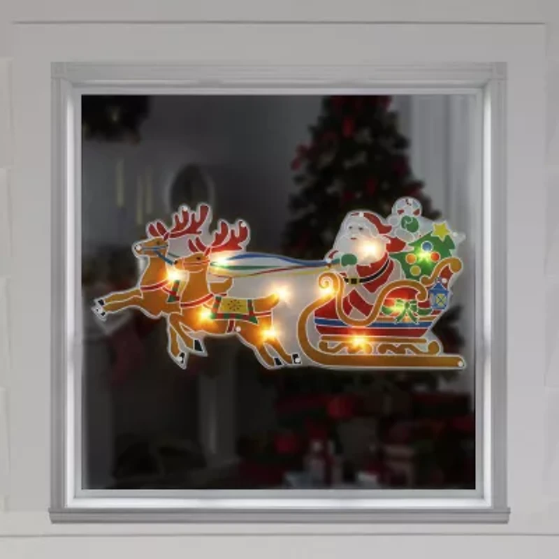 Northlight 23in  Santa And Reindeer Christmas Window Decor