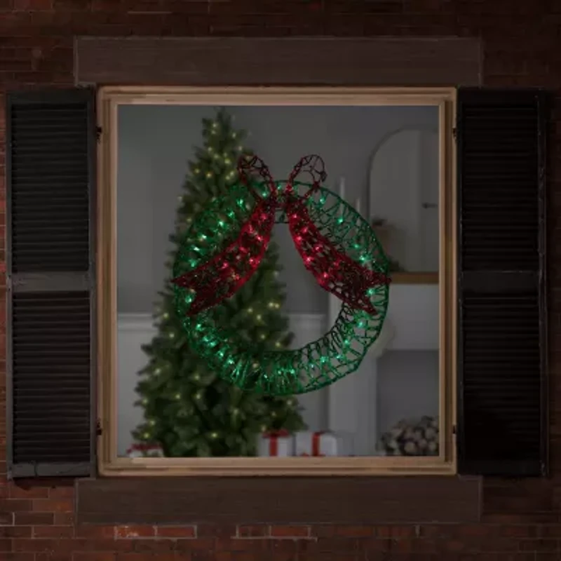 Northlight Lighted Bell And Bow Christmas Window Decor