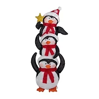 Northlight 41in Prelit Stacked Penguin Family Christmas Yard Art